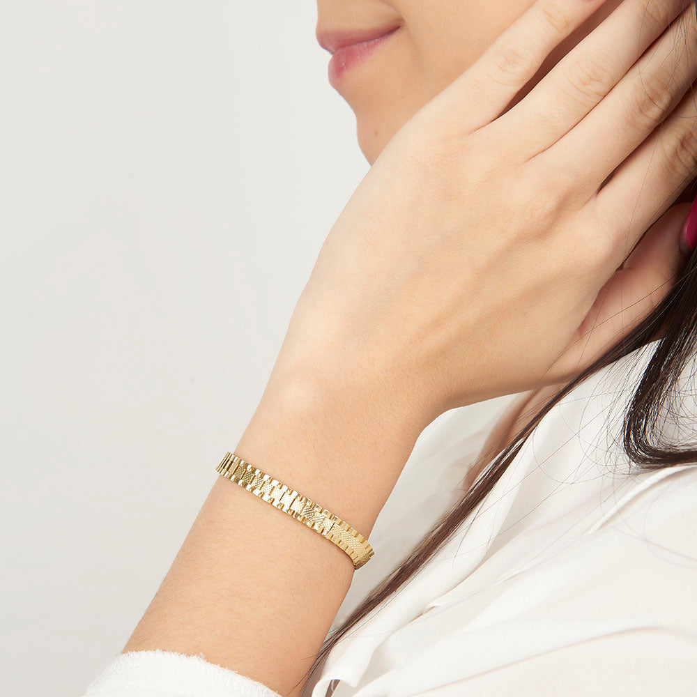 Unisex | Pulsera Tejido Rolex RO - 6 mm – Plata Con Baño De Oro Italiano 24k