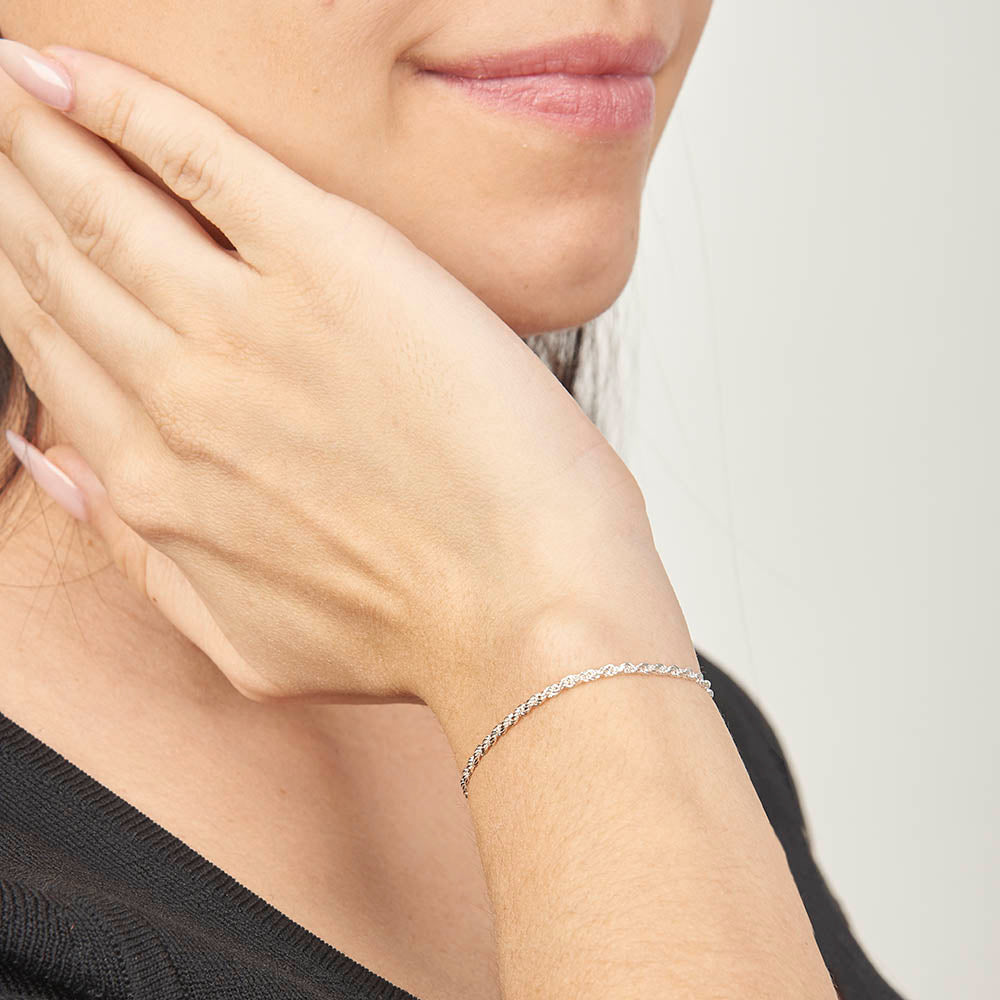 Dama | Pulsera Tejido Torzal 2 mm – Plata Ley .925