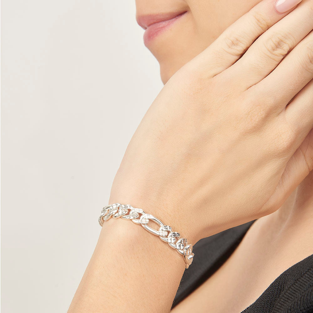 Unisex | Pulsera Tejido Cartier HM Diamantado 8 mm – Plata Ley .925