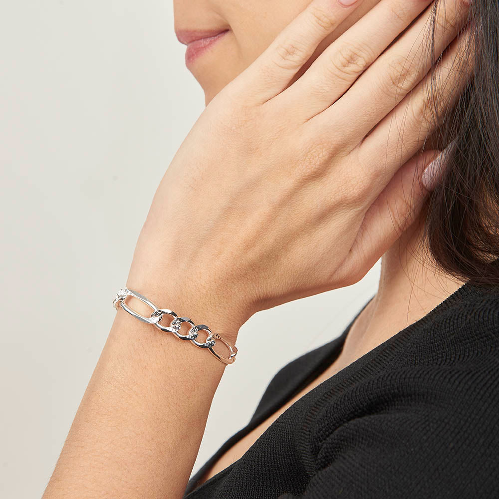 Unisex | Pulsera Tejido Cartier Diamantado 8 mm – Plata Ley .925