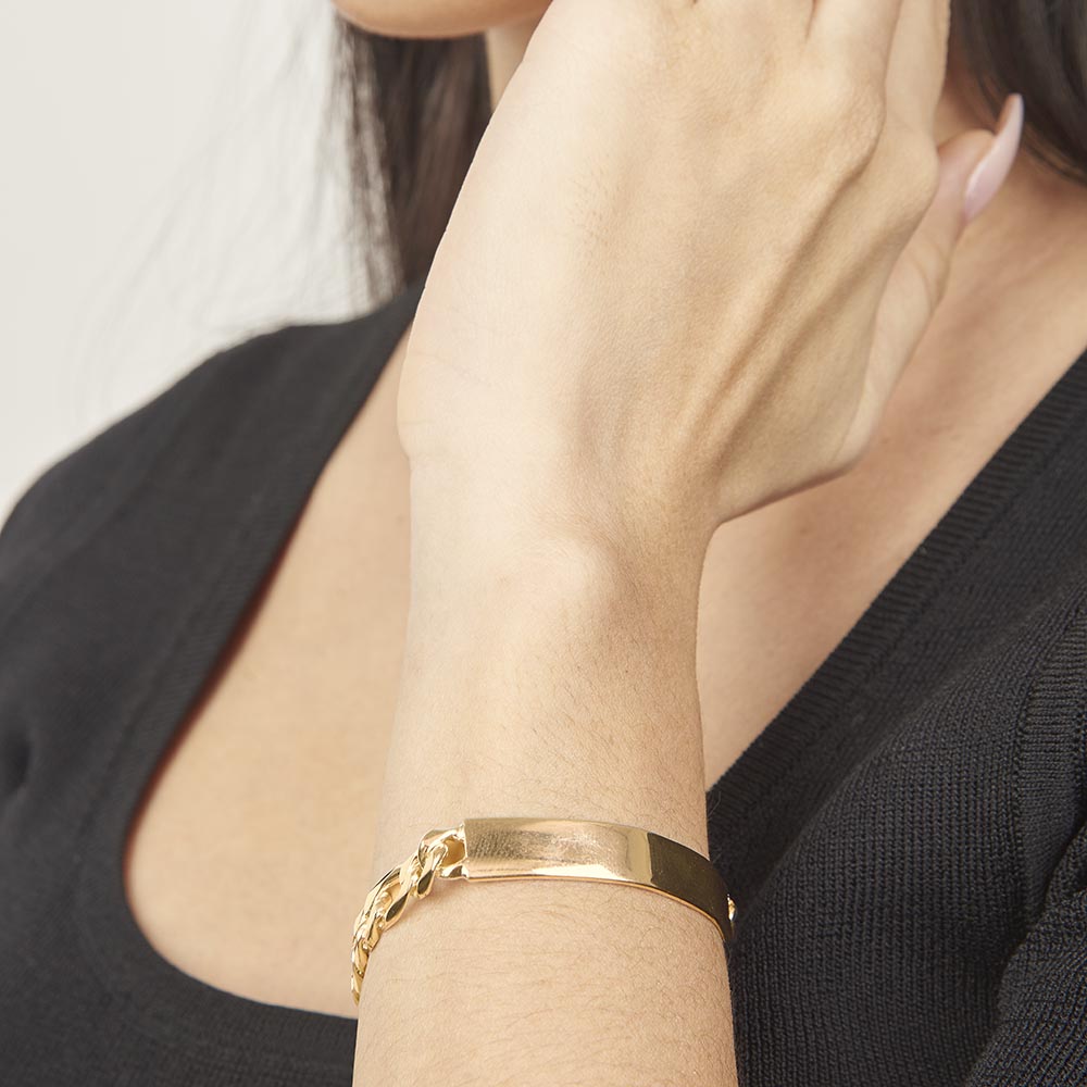 Unisex | Esclava Tejido Cartier HM Lisa 7 mm – Plata Con Baño De Oro 24k