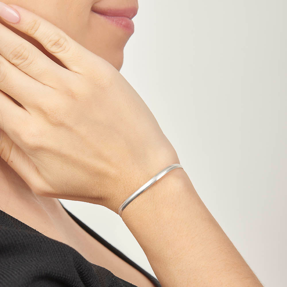 Unisex | Pulsera Tejido Serpiente - 3 mm – Unisex – Plata Ley .925