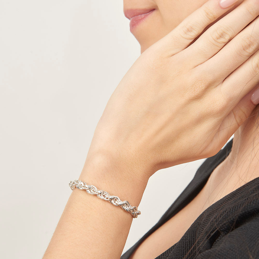 Unisex | Pulsera Tejido Torzal Relleno 5 mm – Unisex – Plata Ley .925