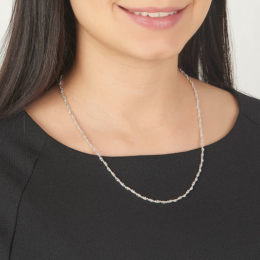 Unisex | Cadena Tejido Cola De Rata Con Bolitas - 2 mm x 50 cm, Collar Para Hombre Y Mujer, De Plata Autentica Ley .925, DUO DELUXE JOYAS