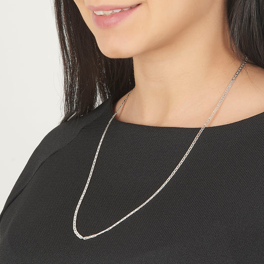 Unisex | Cadena Tejido Guchi Anilla - 3 mm x 60 cm, Collar Para Hombre Y Mujer, De Plata Autentica Ley .925, DUO DELUXE JOYAS