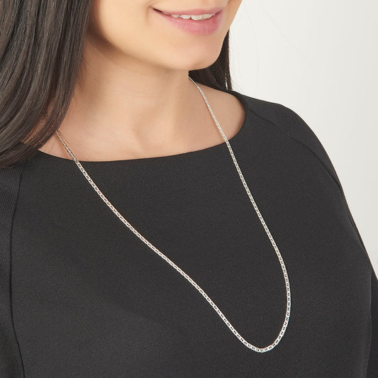 Unisex | Cadena Tejido Guchi Anilla - 3 mm x 70 cm, Collar Para Hombre Y Mujer, De Plata Autentica Ley .925, DUO DELUXE JOYAS