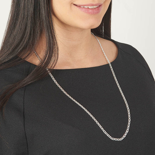 Unisex | Cadena Tejido Guchi Anilla - 4 mm x 70 cm, Collar Para Hombre Y Mujer, De Plata Autentica Ley .925, DUO DELUXE JOYAS