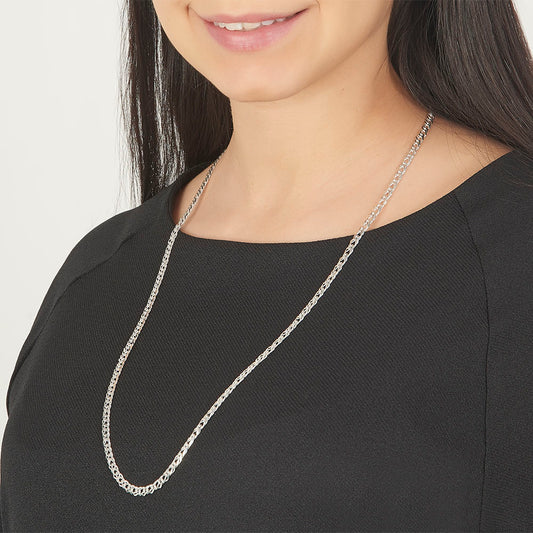 Unisex | Cadena Tejido Cubana Doble Rombo - 4 mm x 70 cm, Collar Para Hombre Y Mujer, De Plata Autentica Ley .925, DUO DELUXE JOYAS