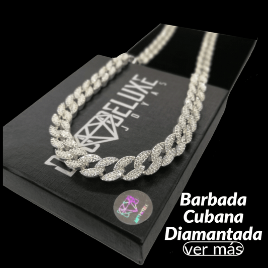 Cadena Barbada Cubana Diamantada Zirconias - 10 mm - 45 cm - Unisex | Plata Ley.925