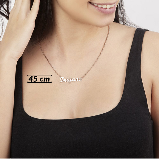 Collar Barbada Con Dije De Nombre Personalizado | Plata Ley.925 Con Baño De Oro Rosado