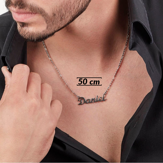 Collar Cartier Con Dije De Nombre Personalizado | Plata Ley.925 Con Baño De Oro Blanco