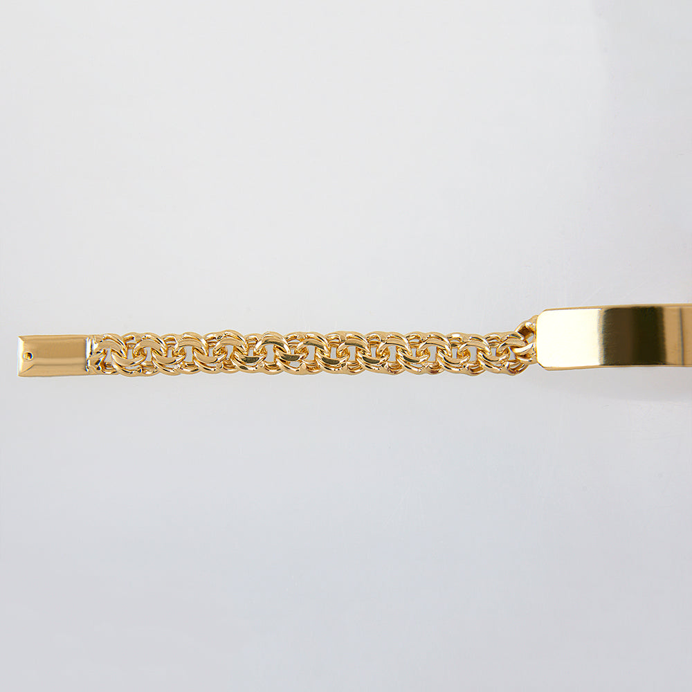 Unisex | Esclava Tejido China - 7 mm – Plata Con Baño De Oro 24k