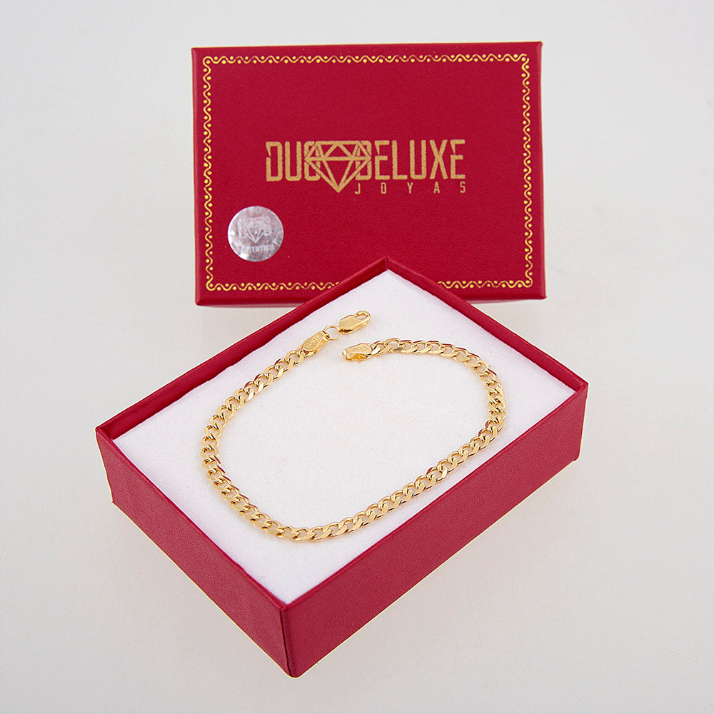 Unisex | Pulsera Tejido Barbada Abierto Liso 4 mm – Plata Con Baño De Oro Italiano 24k