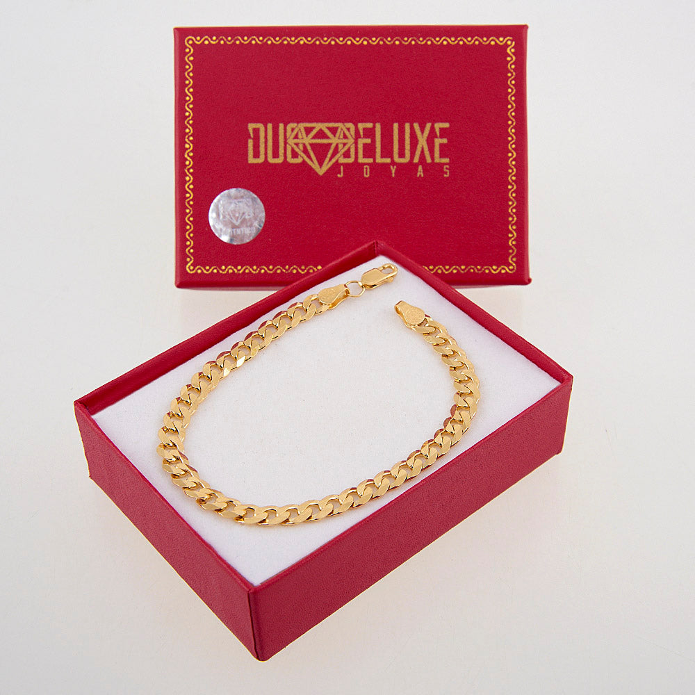 Unisex | Pulsera Tejido Barbada Cerrado Liso 6 mm – Plata Con Baño De Oro Italiano 24k