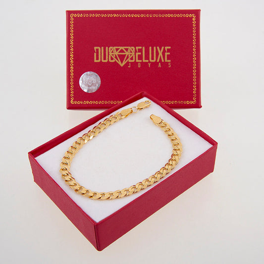 Unisex | Pulsera Tejido Barbada Cerrado Liso 6 mm – Plata Con Baño De Oro Italiano 24k