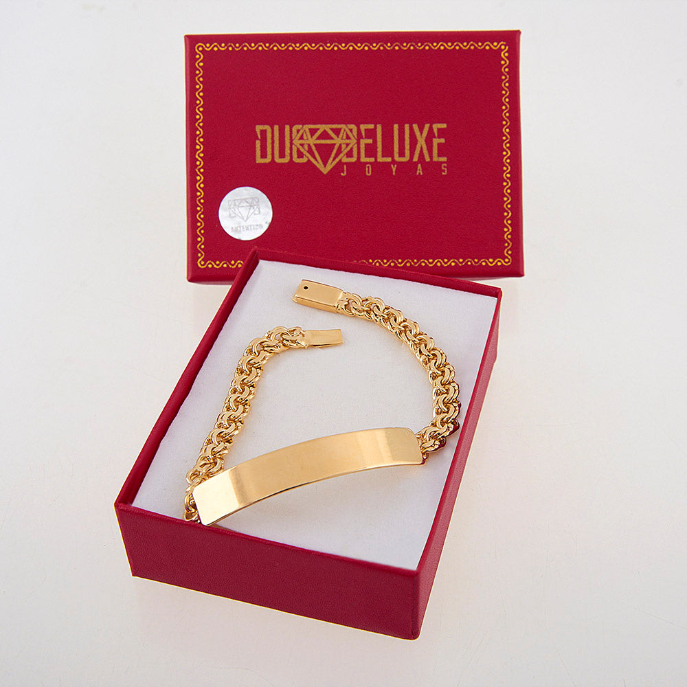 Unisex | Esclava Tejido China - 7 mm – Plata Con Baño De Oro 24k