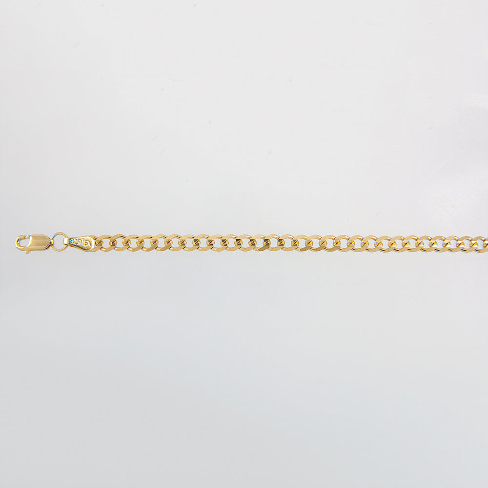Unisex | Pulsera Tejido Barbada Abierto Liso 4 mm – Plata Con Baño De Oro Italiano 24k