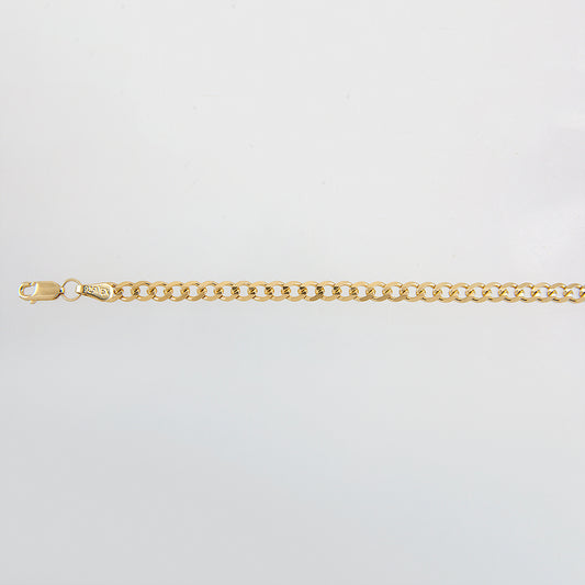 Unisex | Pulsera Tejido Barbada Abierto Liso 4 mm – Plata Con Baño De Oro Italiano 24k