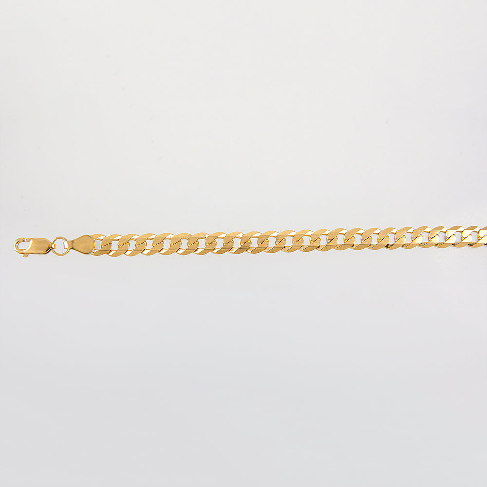 Unisex | Pulsera Tejido Barbada Cerrado Liso 6 mm – Plata Con Baño De Oro Italiano 24k