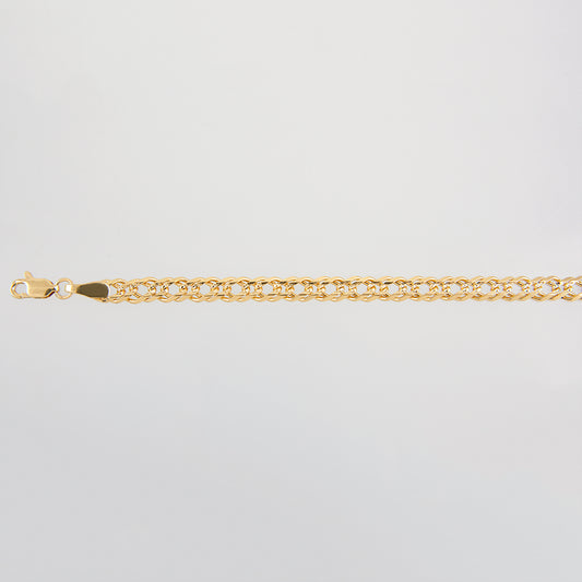 Unisex | Pulso Pulsera Tejido Cubana Doble Rombo 5 mm, Esclava Para Hombre Y Mujer De Plata Autentica Ley .925 Con Baño De Oro Italiano 24k, DUO DELUXE JOYAS