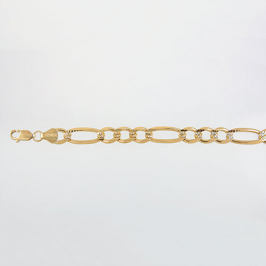 Unisex | Pulso Pulsera Tejido Cartier Figaro 3:1 Diamantada 7 mm, Esclava Para Hombre Y Mujer De Plata Autentica Ley .925 Con Baño De Oro Italiano 24k, DUO DELUXE JOYAS