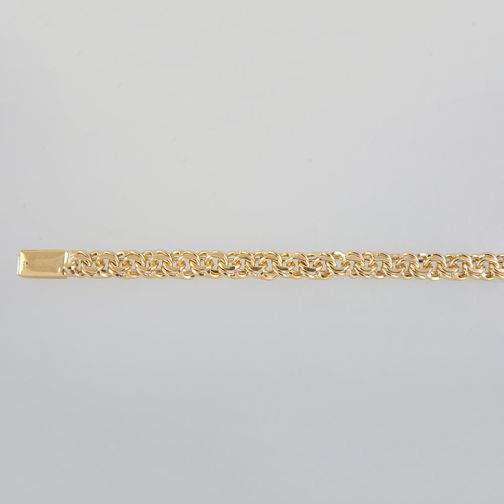 Unisex | Pulsera Tejido Chino - 7 mm – Plata Con Baño De Oro Italiano 24k