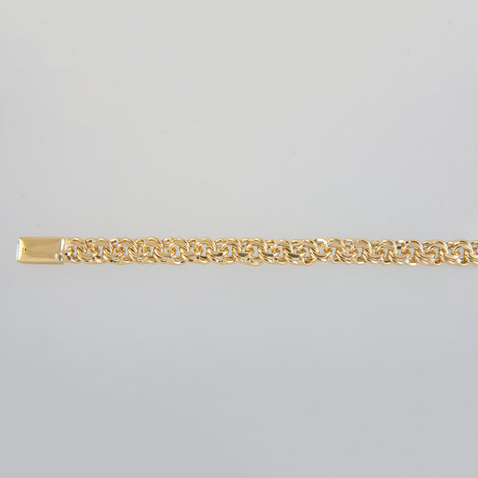 Unisex | Pulso Pulsera Tejido Chino 7 mm, Esclava Para Hombre Y Mujer De Plata Autentica Ley .925 Con Baño De Oro Italiano 24k, DUO DELUXE JOYAS