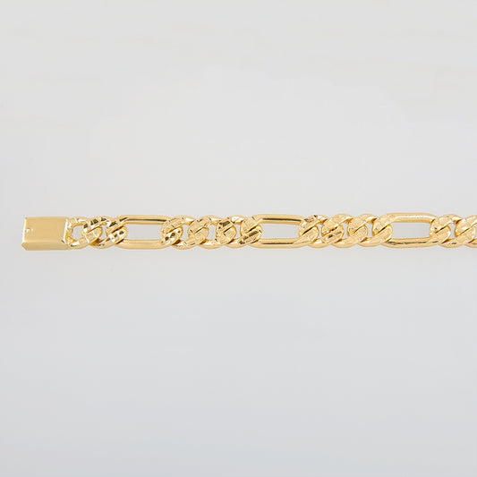 Unisex | Pulso Pulsera Tejido Cartier Figaro 3:1 Diamantada 8 mm, Esclava Para Hombre Y Mujer De Plata Autentica Ley .925 Con Baño De Oro Italiano 24k, DUO DELUXE JOYAS