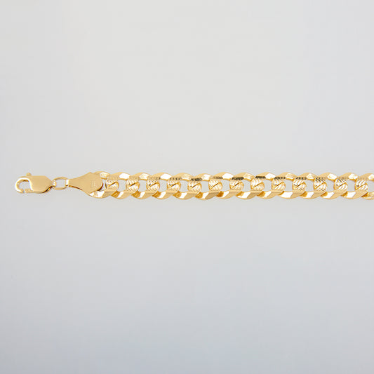 Unisex | Pulso Pulsera Tejido Barbada Cubana Diamantada 8 mm, Esclava Para Hombre Y Mujer De Plata Autentica Ley .925 Con Baño De Oro Italiano 24k, DUO DELUXE JOYAS