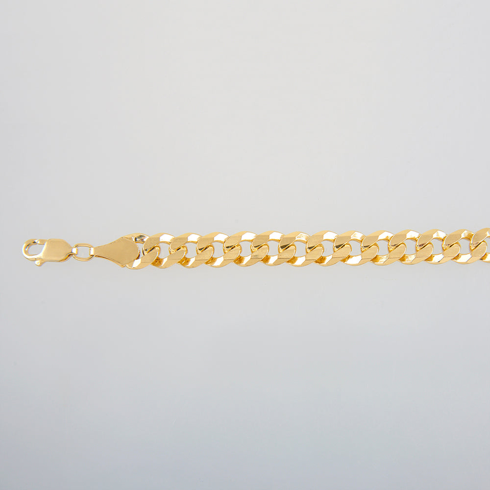 Unisex | Pulsera Tejido Barbada Cerrado Liso 8 mm – Plata Con Baño De Oro Italiano 24k