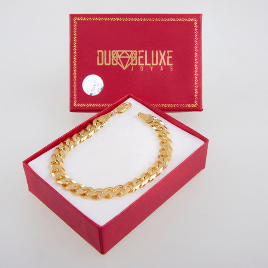 Unisex | Pulsera Tejido Barbada Cerrado Liso 8 mm – Plata Con Baño De Oro Italiano 24k