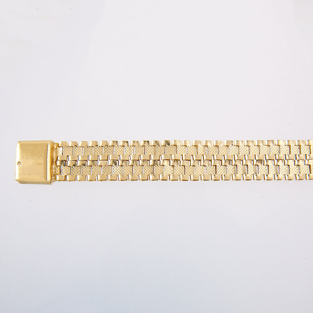Unisex | Pulsera Tejido Rolex RO - 12 mm – Plata Con Baño De Oro Italiano 24k
