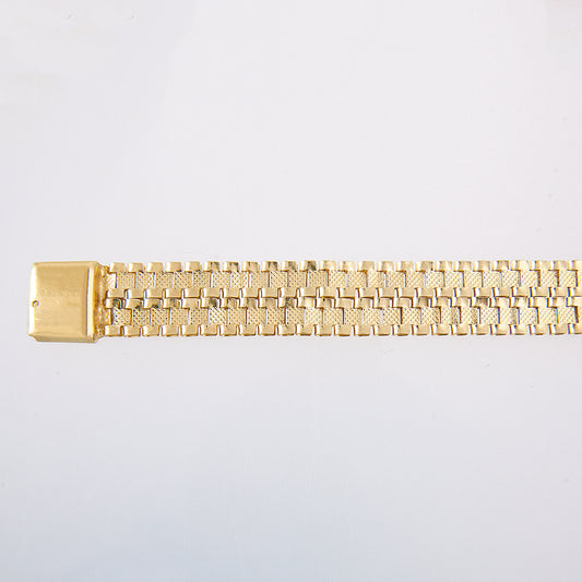 Unisex | Pulsera Tejido Rolex RO - 12 mm – Plata Con Baño De Oro Italiano 24k