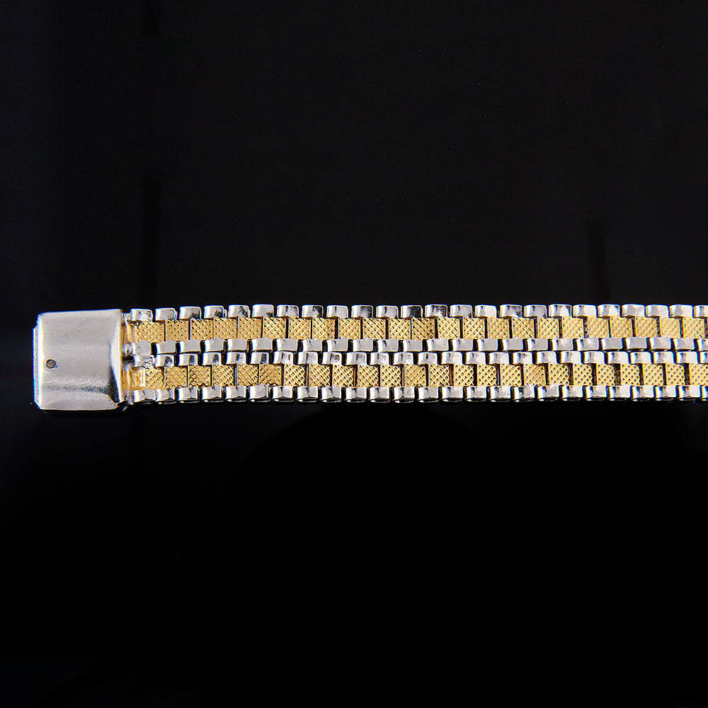 Unisex | Pulsera Tejido Rolex RRO - 12 mm – Plata Con Baño De Oro Italiano 24k