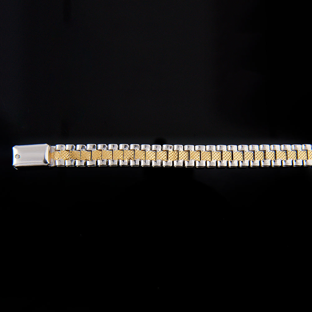 Unisex | Pulsera Tejido Rolex RRO - 6 mm – Plata Con Baño De Oro Italiano 24k