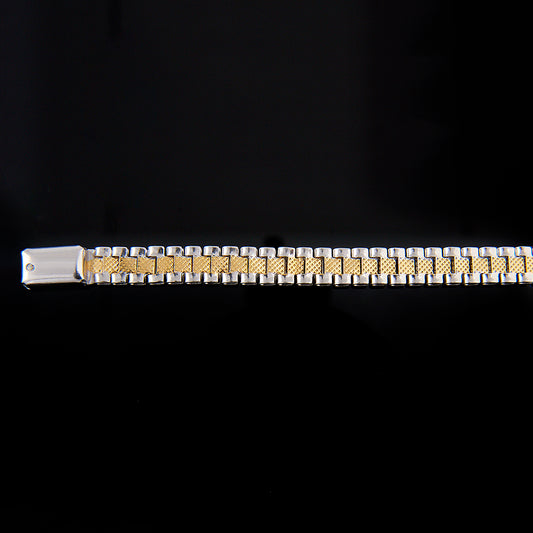 Unisex | Pulsera Tejido Rolex RRO - 6 mm – Plata Con Baño De Oro Italiano 24k