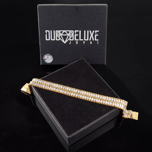 Unisex | Pulsera Tejido Rolex ROR - 12 mm – Plata Con Baño De Oro Italiano 24k