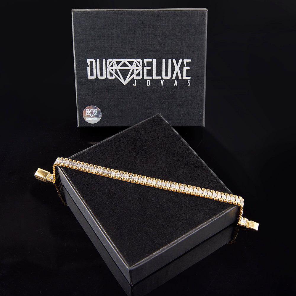 Unisex | Pulsera Tejido Rolex ROR - 6 mm – Plata Con Baño De Oro Italiano 24k