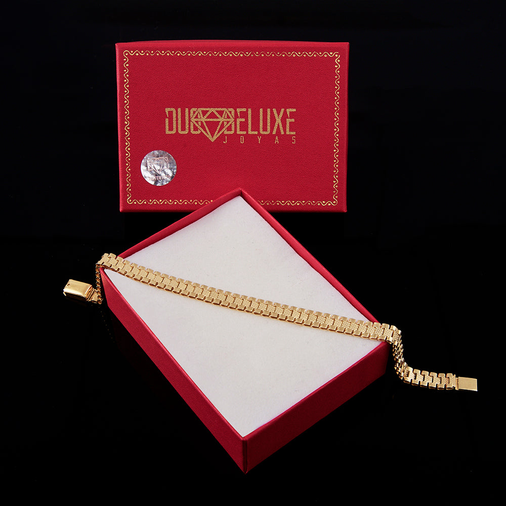 Unisex | Pulsera Tejido Rolex RO - 6 mm – Plata Con Baño De Oro Italiano 24k