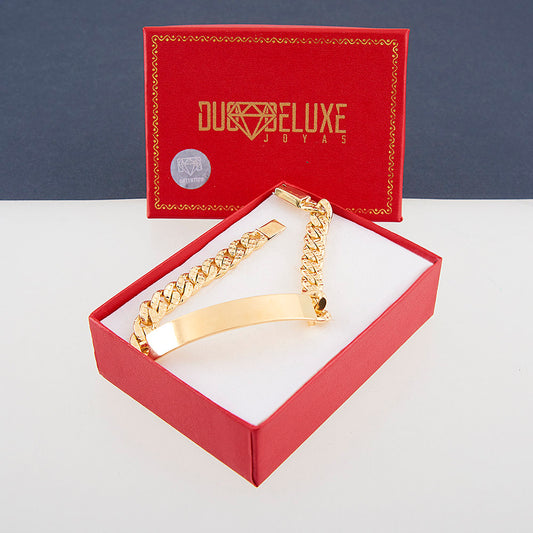 Hombre | Esclava Tejido Barbada HM Diamantada 8 mm – Plata Con Baño De Oro 24k