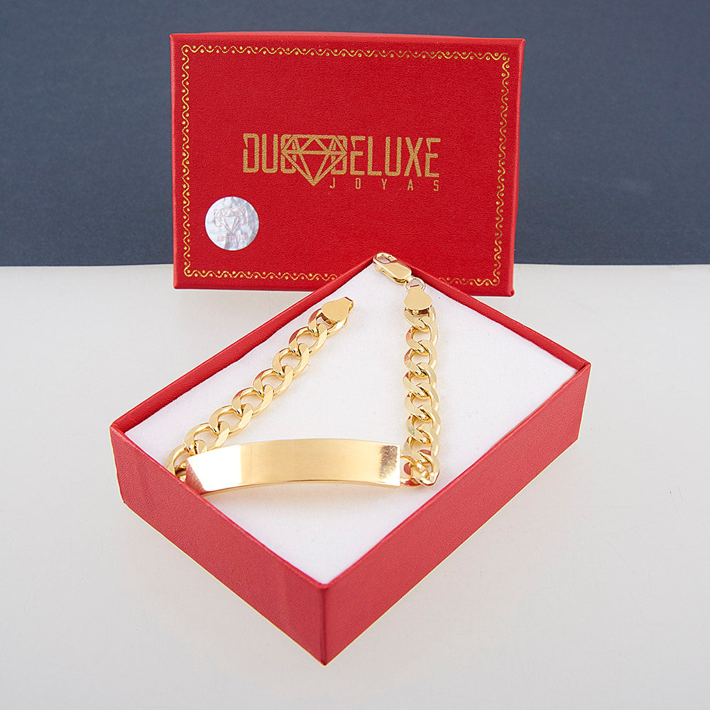 Hombre | Esclava Tejido Barbada Lisa 8 mm – Plata Con Baño De Oro 24k