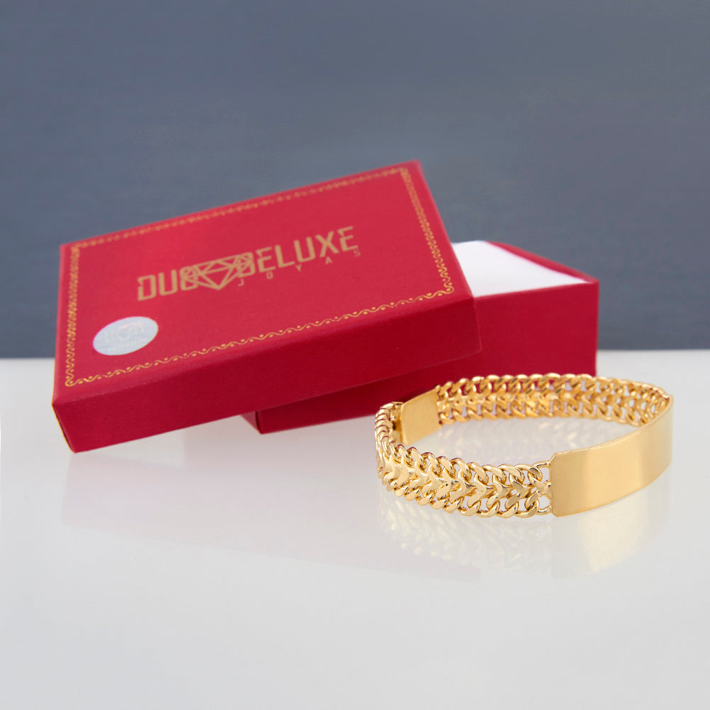 Hombre Esclava Tejido Cubana 10 mm – Plata Con Baño De Oro 24k