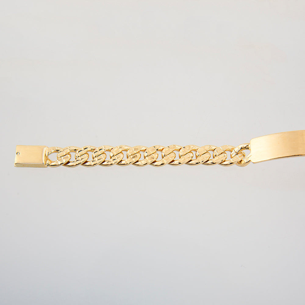 Hombre | Esclava Tejido Barbada HM Diamantada 8 mm – Plata Con Baño De Oro 24k