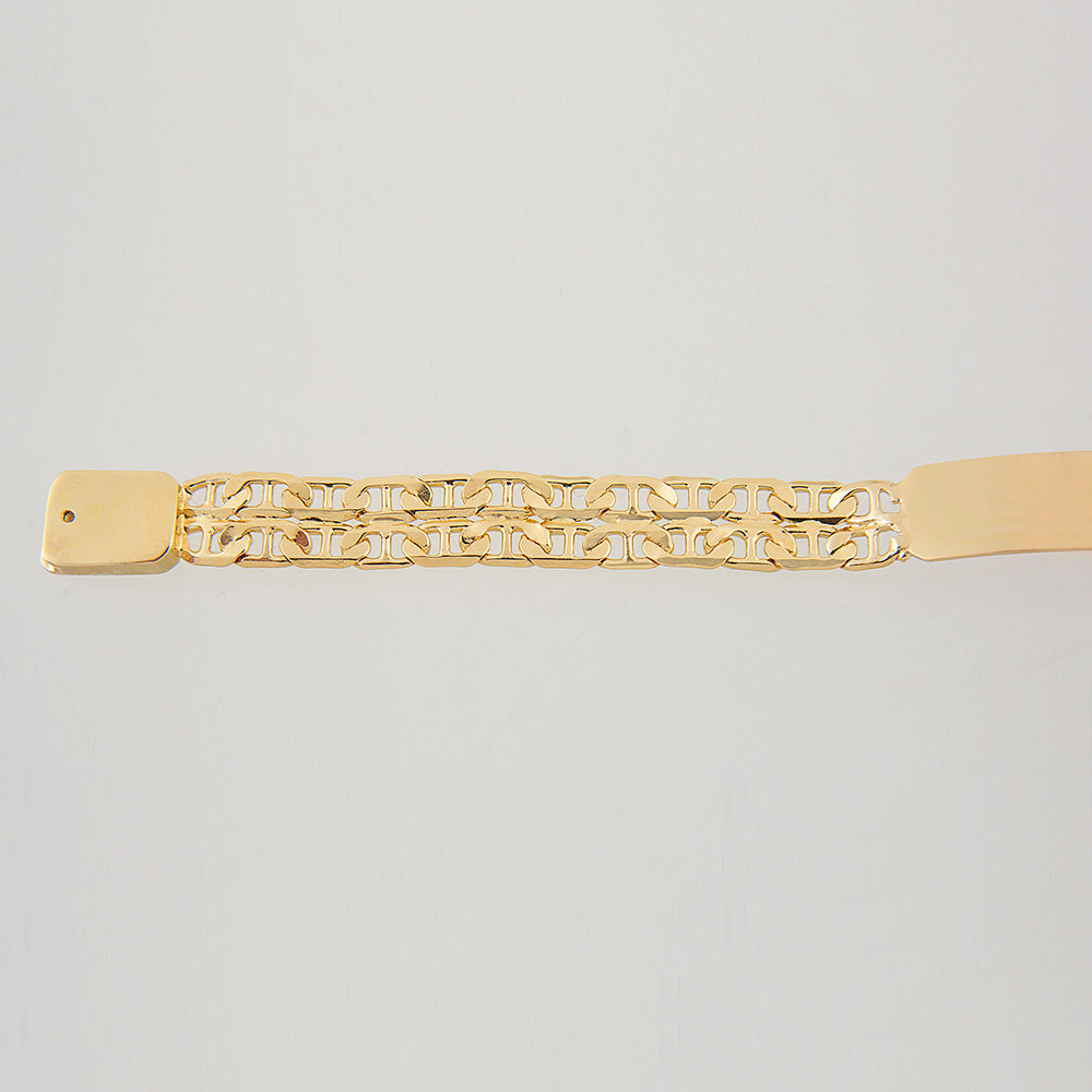 Hombre | Esclava Tejido Gucci Doble - 10 mm – Plata Con Baño De Oro 24k