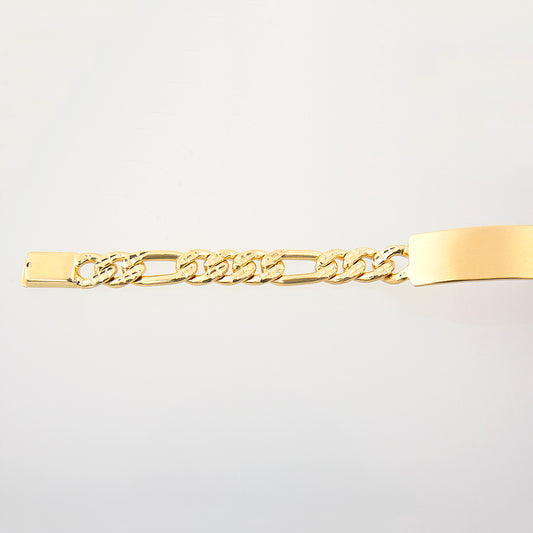 Unisex | Esclava Tejido Cartier Figaro 3:1 Diamantada HM 8 mm, Pulsera Para Hombre Y Mujer, De Plata Autentica Ley .925 Con Baño De Oro Italiano 24k, Con Grabado, DUO DELUXE JOYAS