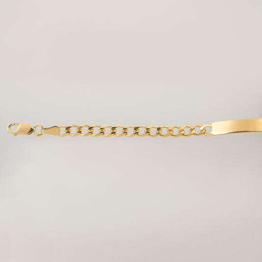 Mujer | Esclava Tejido Barbada Cuabana Lisa 5 mm, Pulsera Para Mujer, De Plata Autentica Ley .925 Con Baño De Oro Italiano 24k, Con Grabado, DUO DELUXE JOYAS