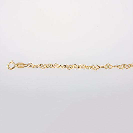 Mujer | Pulso Pulsera Tejido Corazones Love 2 mm, Esclava Para Mujer De Plata Autentica Ley .925 Con Baño De Oro Italiano De 24k, DUO DELUXE JOYAS