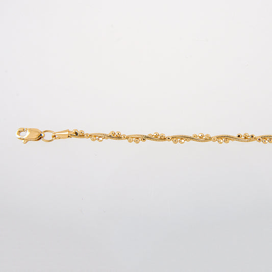 Mujer | Pulso Pulsera Tejido Cola De Rata Con Bolitas 2 mm, Esclava Para Mujer De Plata Autentica Ley .925 Con Baño De Oro Italiano De 24k, DUO DELUXE JOYAS
