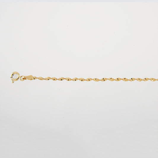 Mujer | Pulso Pulsera Tejido Super Singapur 2 mm, Esclava Para Mujer De Plata Autentica Ley .925 Con Baño De Oro Italiano De 24k, DUO DELUXE JOYAS