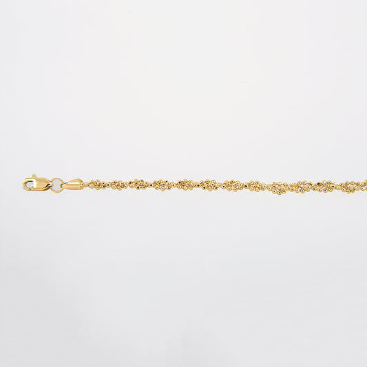 Mujer | Pulso Pulsera Tejido Bolitas Trenzadas 2 mm, Esclava Para Mujer De Plata Autentica Ley .925 Con Baño De Oro Italiano De 24k, DUO DELUXE JOYAS